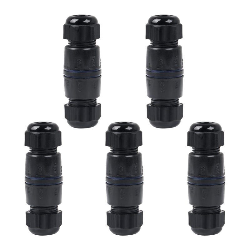CNBTR RJ45 Coupler Underwater Ethernet LAN IP68 Cable Wire Connector ion M25 Gland No Shielded Double Cable Use for Outdoor LED Equipment Pack of 5 - Image 1